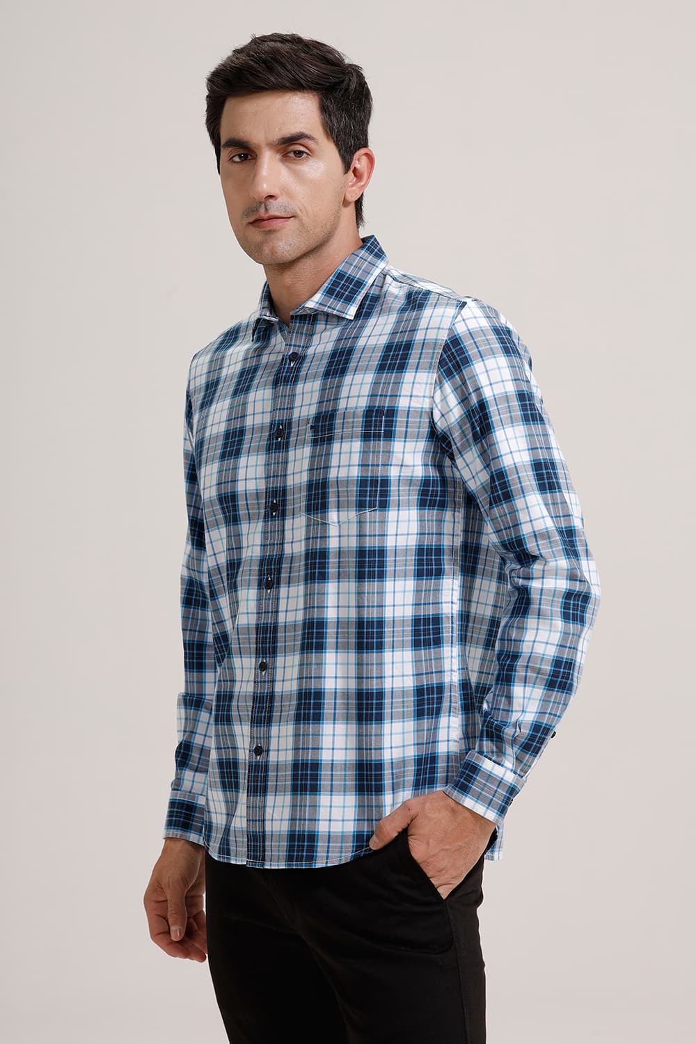SLIM FIT TWILL CHECKS SHIRT