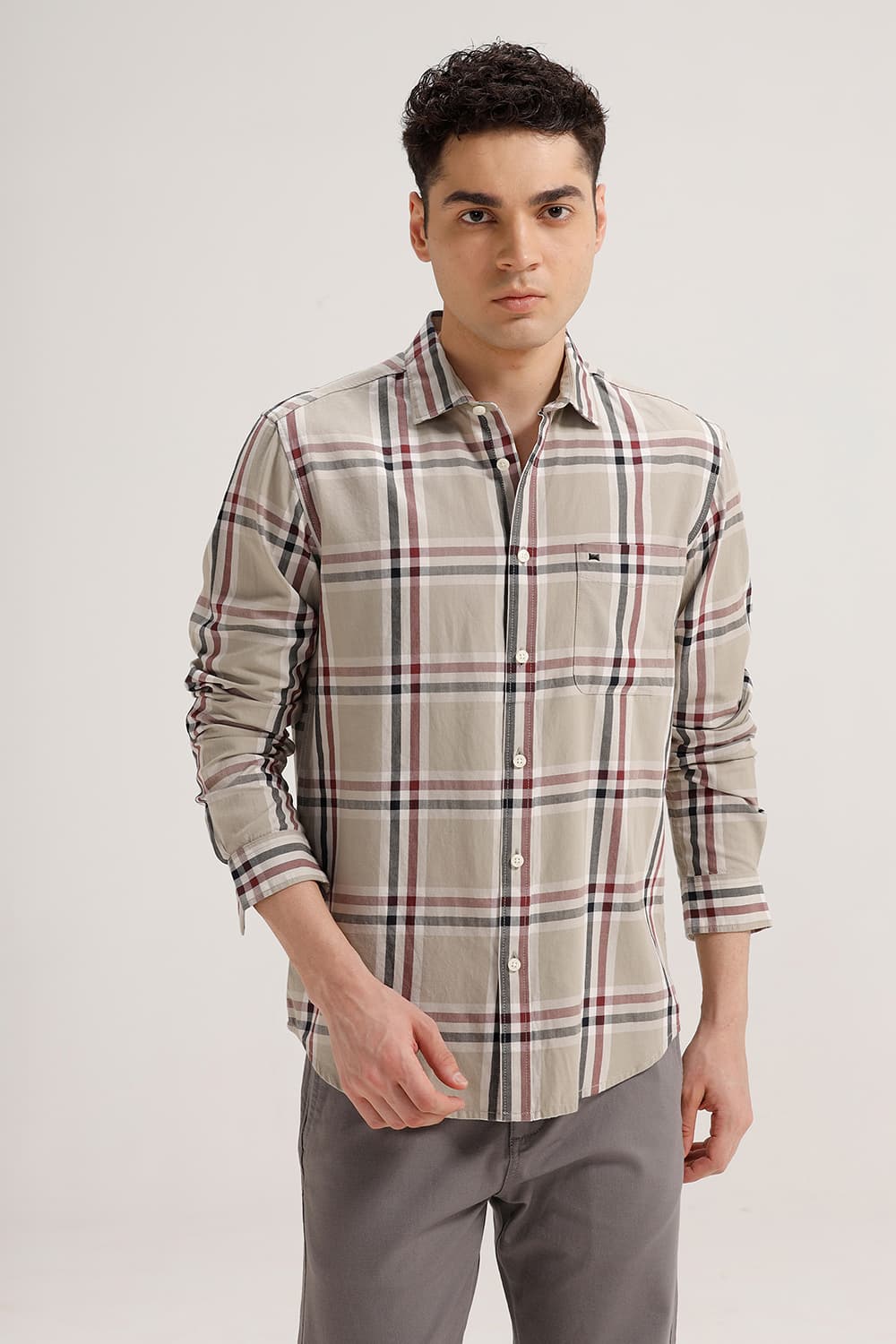 SLIM FIT TWILL CHECKS SHIRT