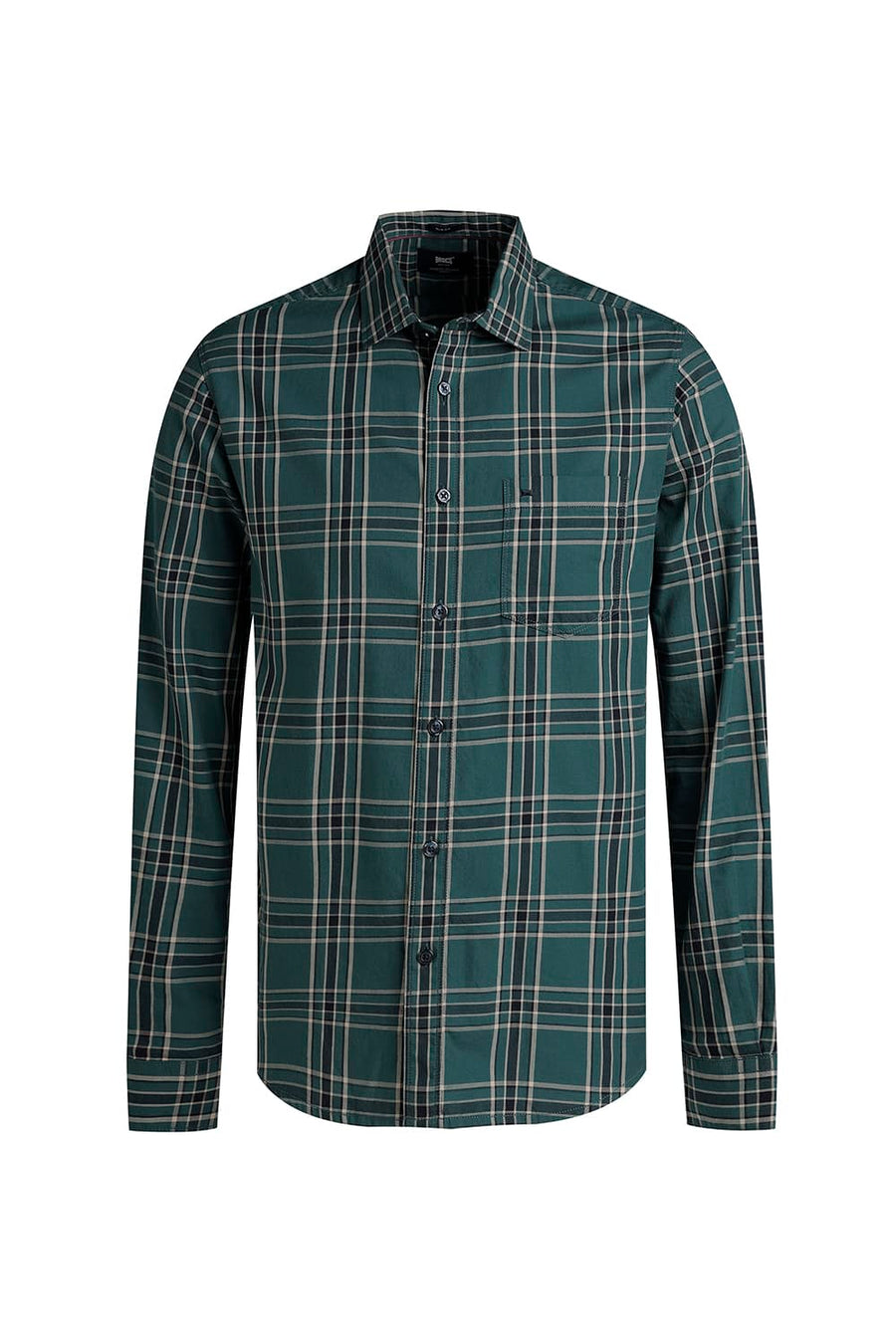 BASICS SLIM FIT GREEN IVY TWILL CHECKS SHIRT