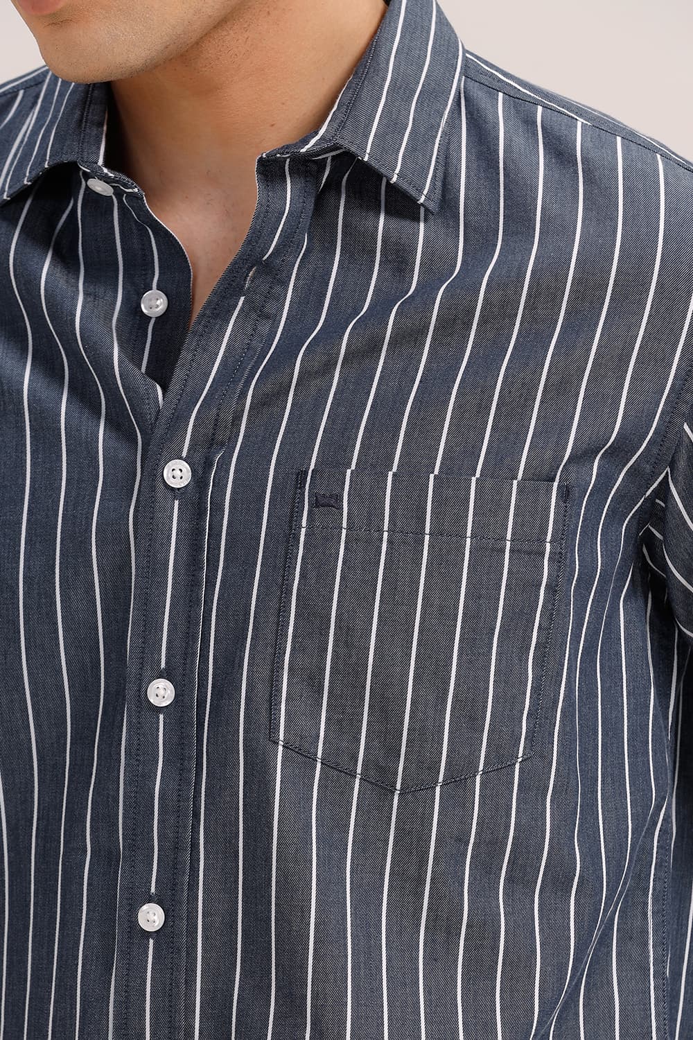 SLIM FIT TWILL STRIPE SHIRT