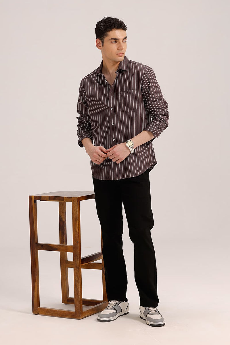 SLIM FIT TWILL STRIPE SHIRT