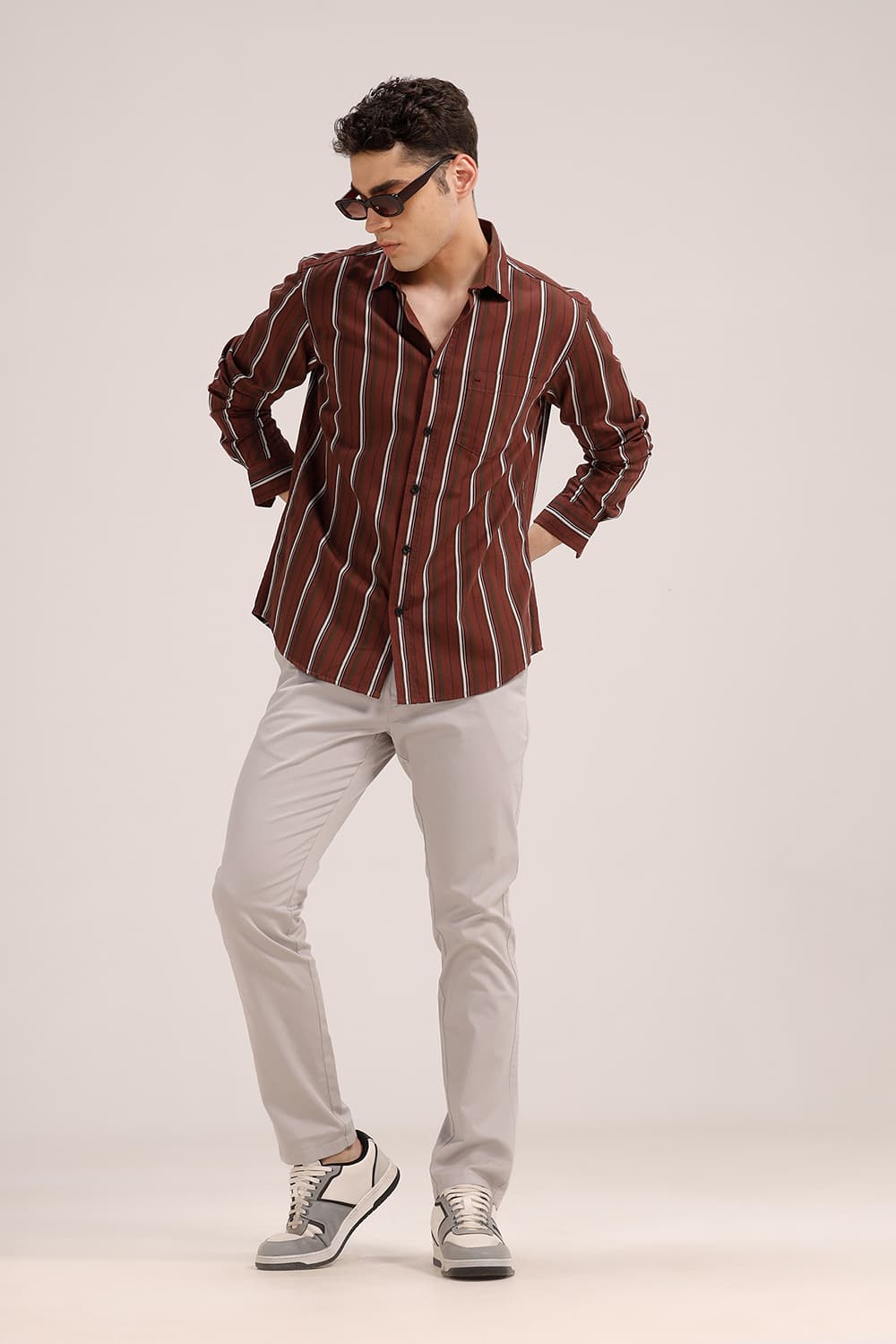 SLIM FIT TWILL STRIPE SHIRT