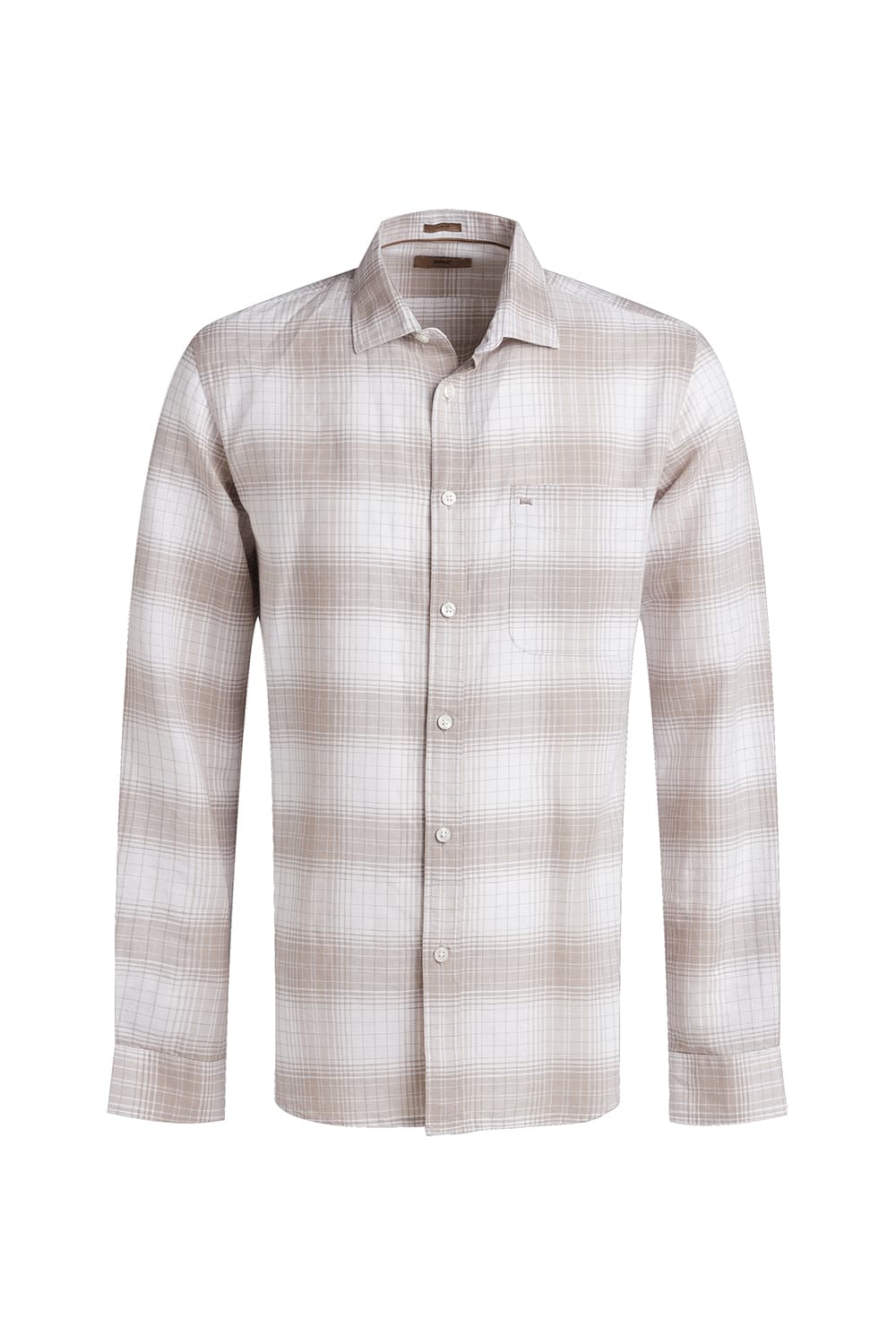 SLIM FIT COTTON LINEN CHECKS SHIRT