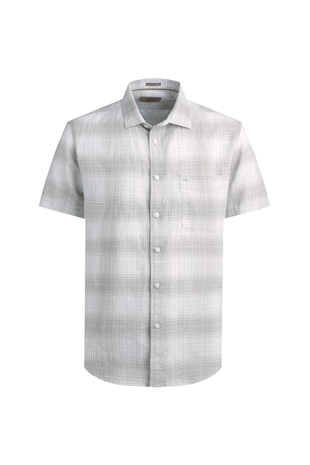 SLIM FIT COTTON LINEN CHECKS HALFSLEEVES SHIRT