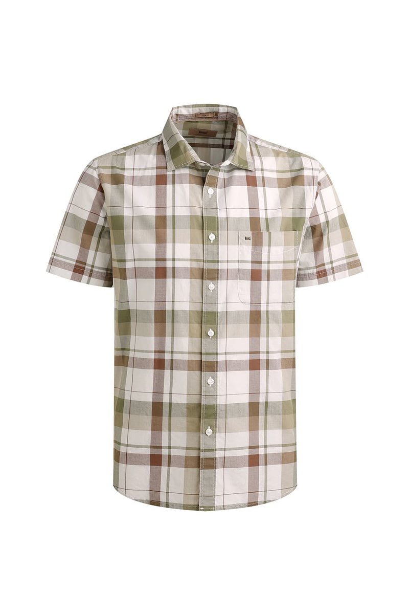 SLIM FIT COTTON CHECKS HALFSLEEVES SHIRT