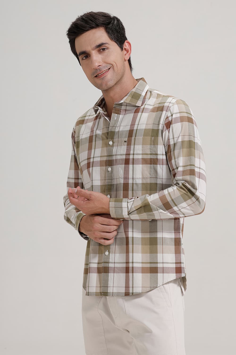SLIM FIT COTTON CHECKS SHIRT