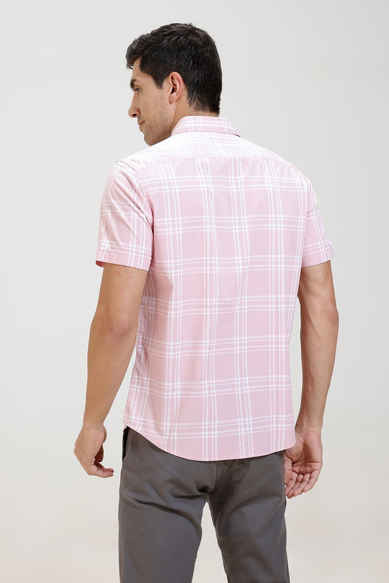 SLIM FIT COTTON CHECKS HALFSLEEVES SHIRT