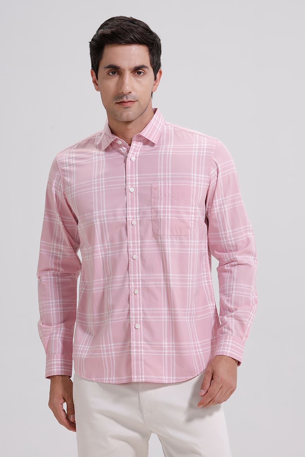 SLIM FIT COTTON CHECKS SHIRT