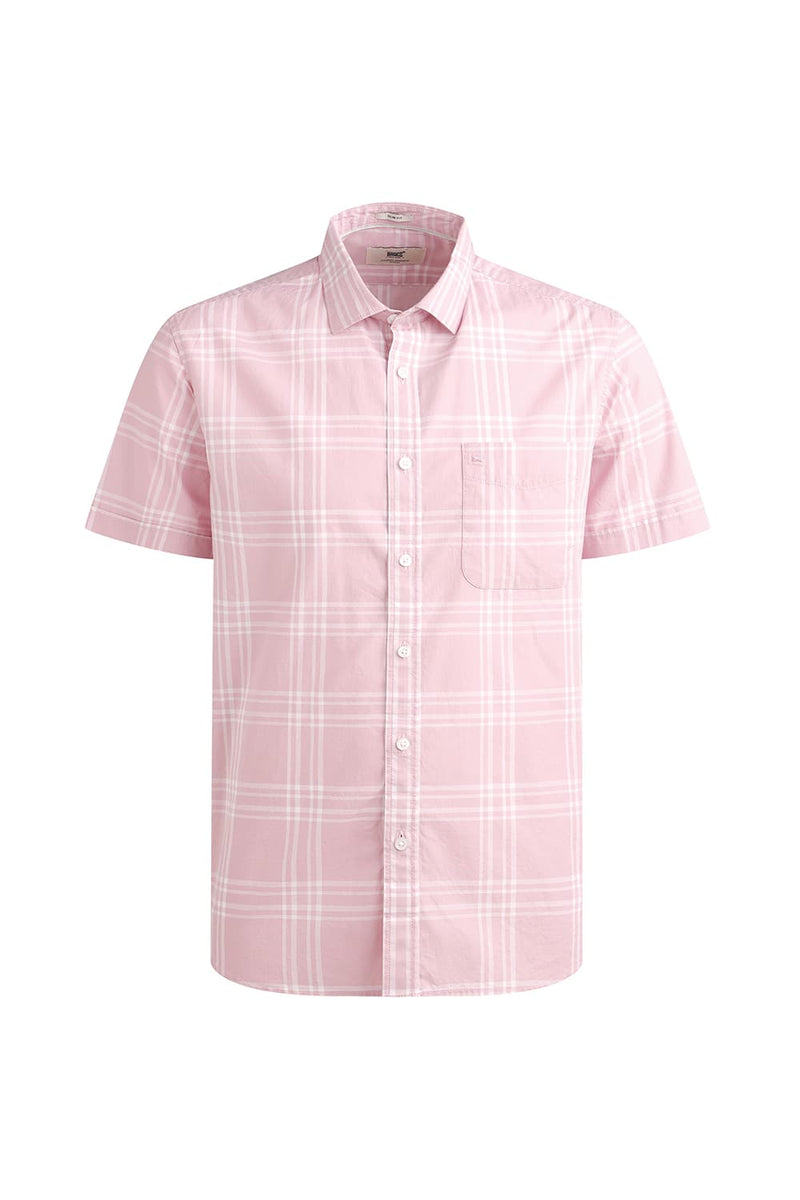 SLIM FIT COTTON CHECKS HALFSLEEVES SHIRT