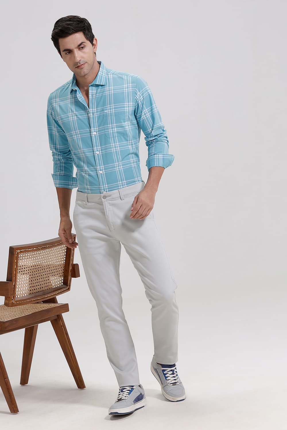 SLIM FIT COTTON CHECKS SHIRT