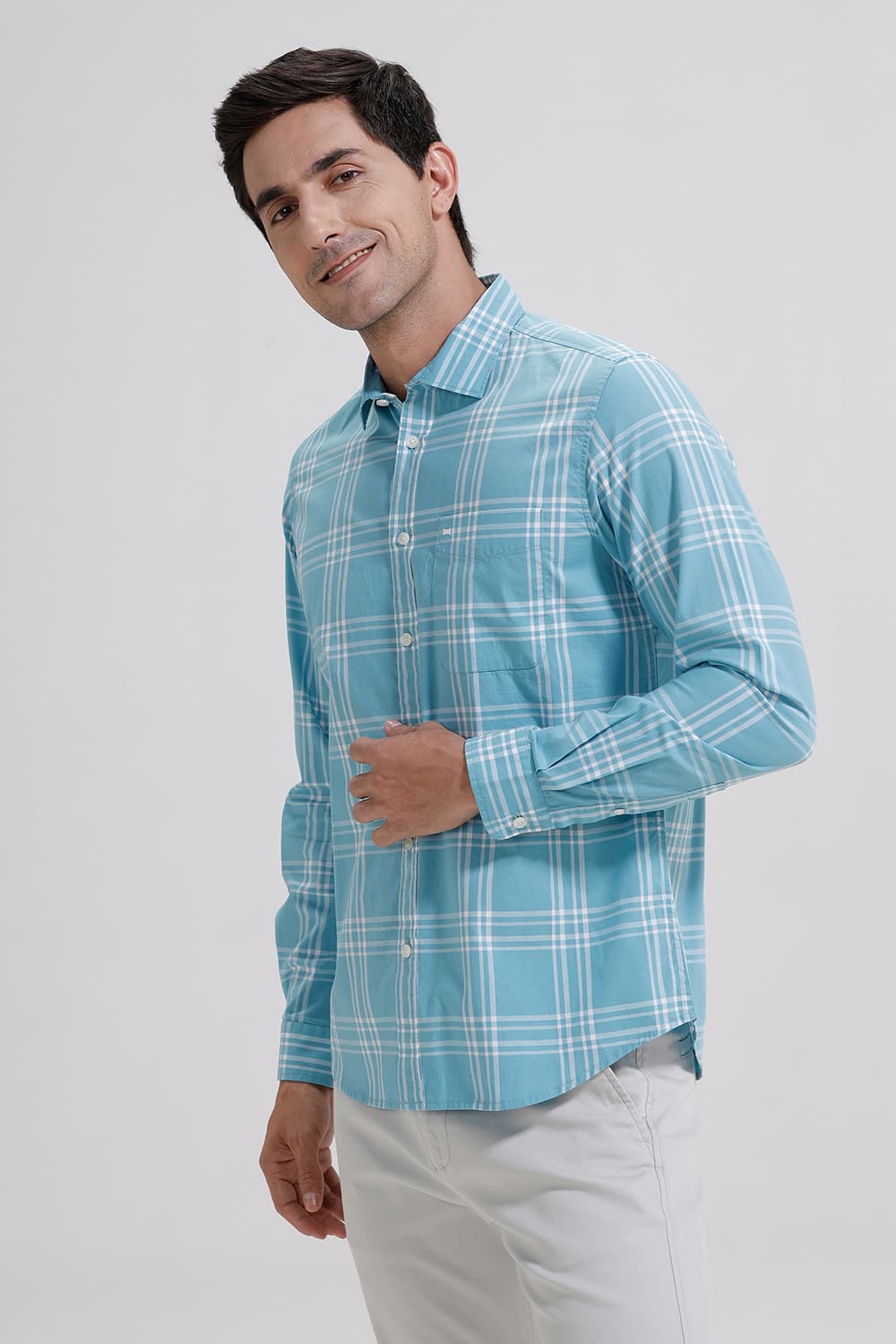 SLIM FIT COTTON CHECKS SHIRT