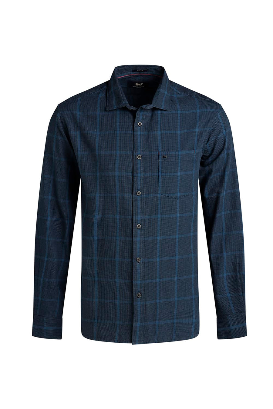 BASICS SLIM FIT LEGION NAVY TWILL CHECKS SHIRT