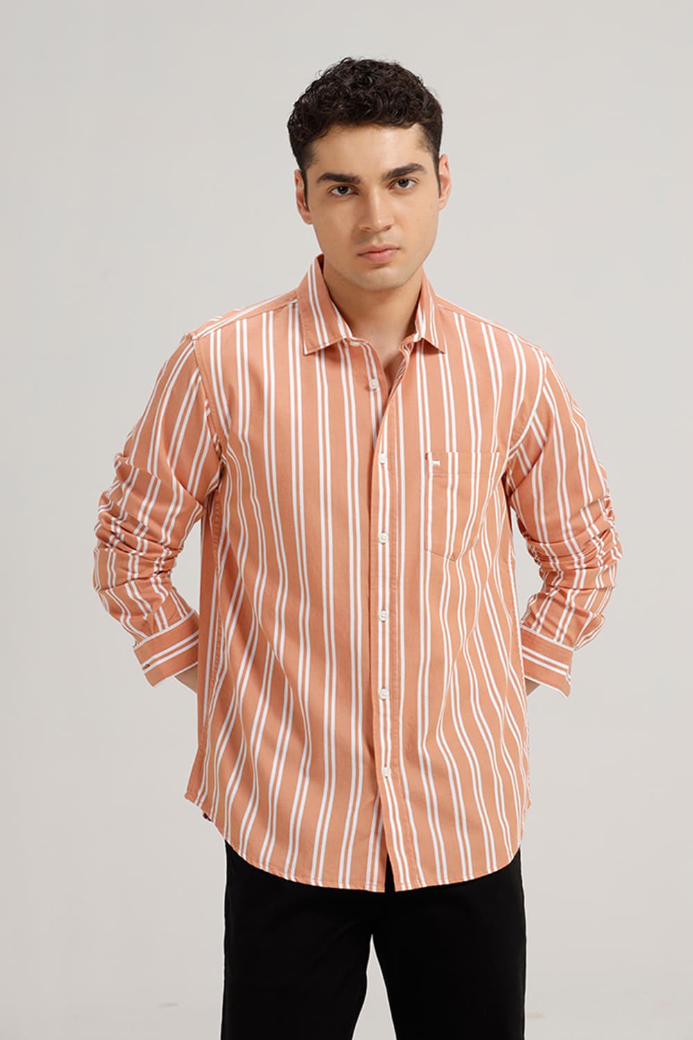 SLIM FIT TWILL STRIPE SHIRT