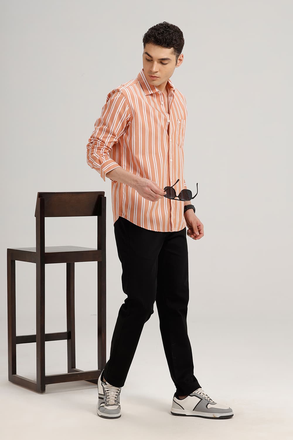 SLIM FIT TWILL STRIPE SHIRT