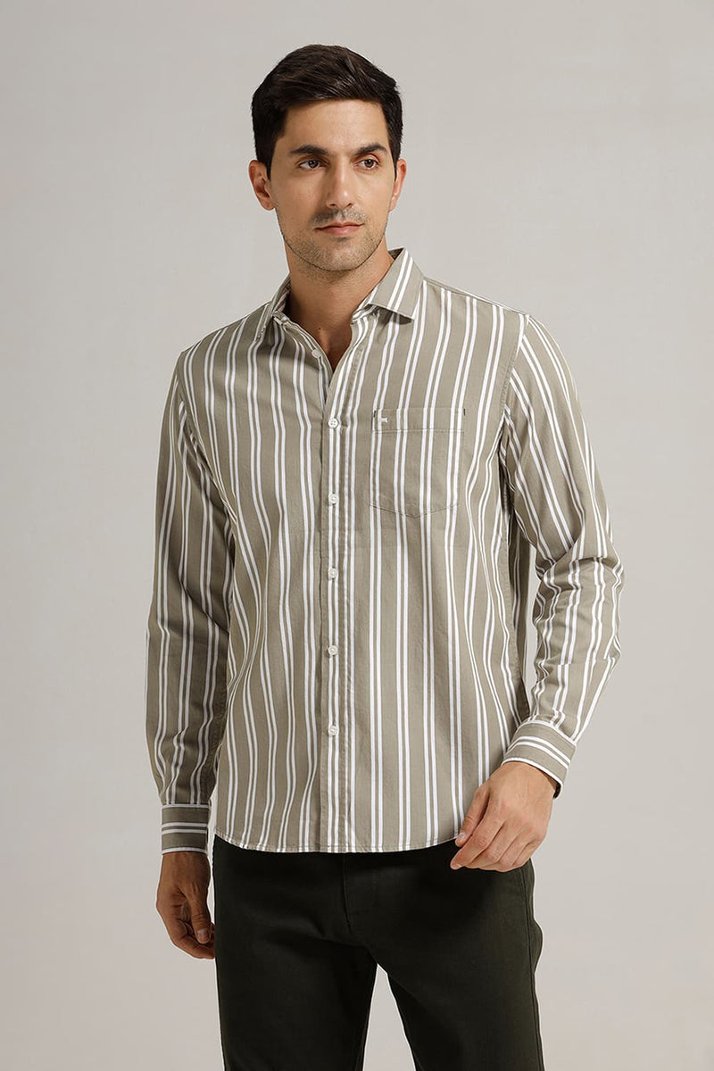 SLIM FIT TWILL STRIPE SHIRT