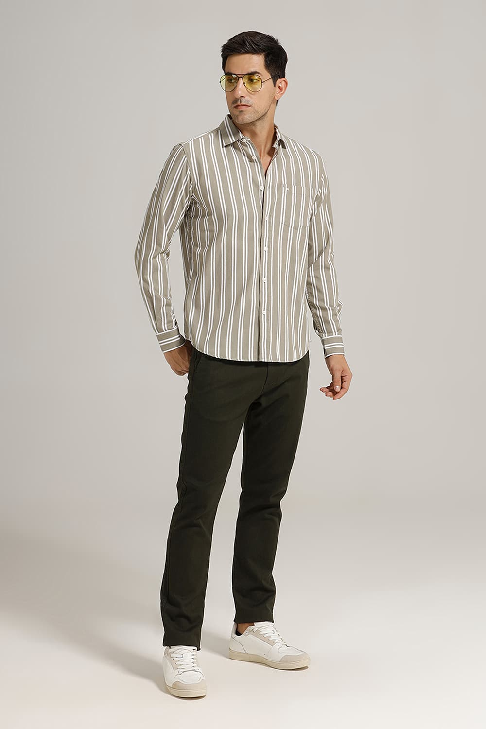 SLIM FIT TWILL STRIPE SHIRT