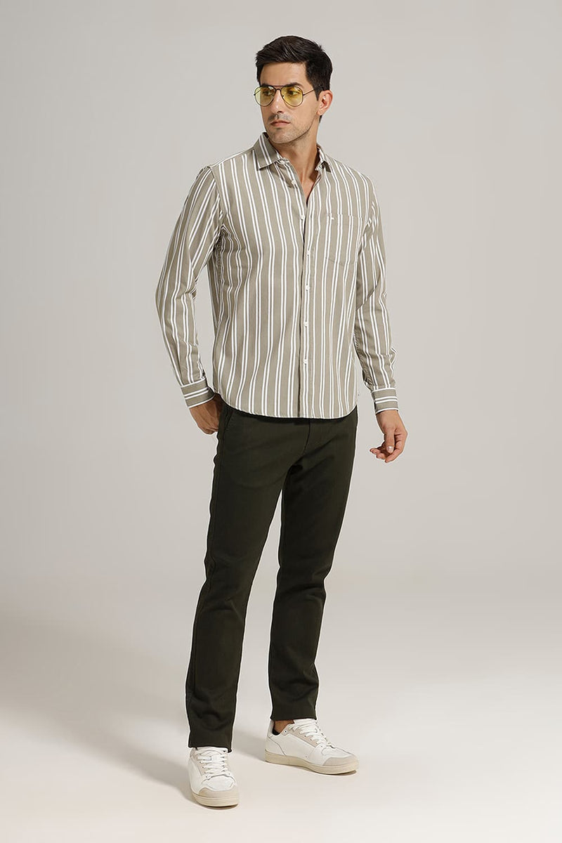 SLIM FIT TWILL STRIPE SHIRT