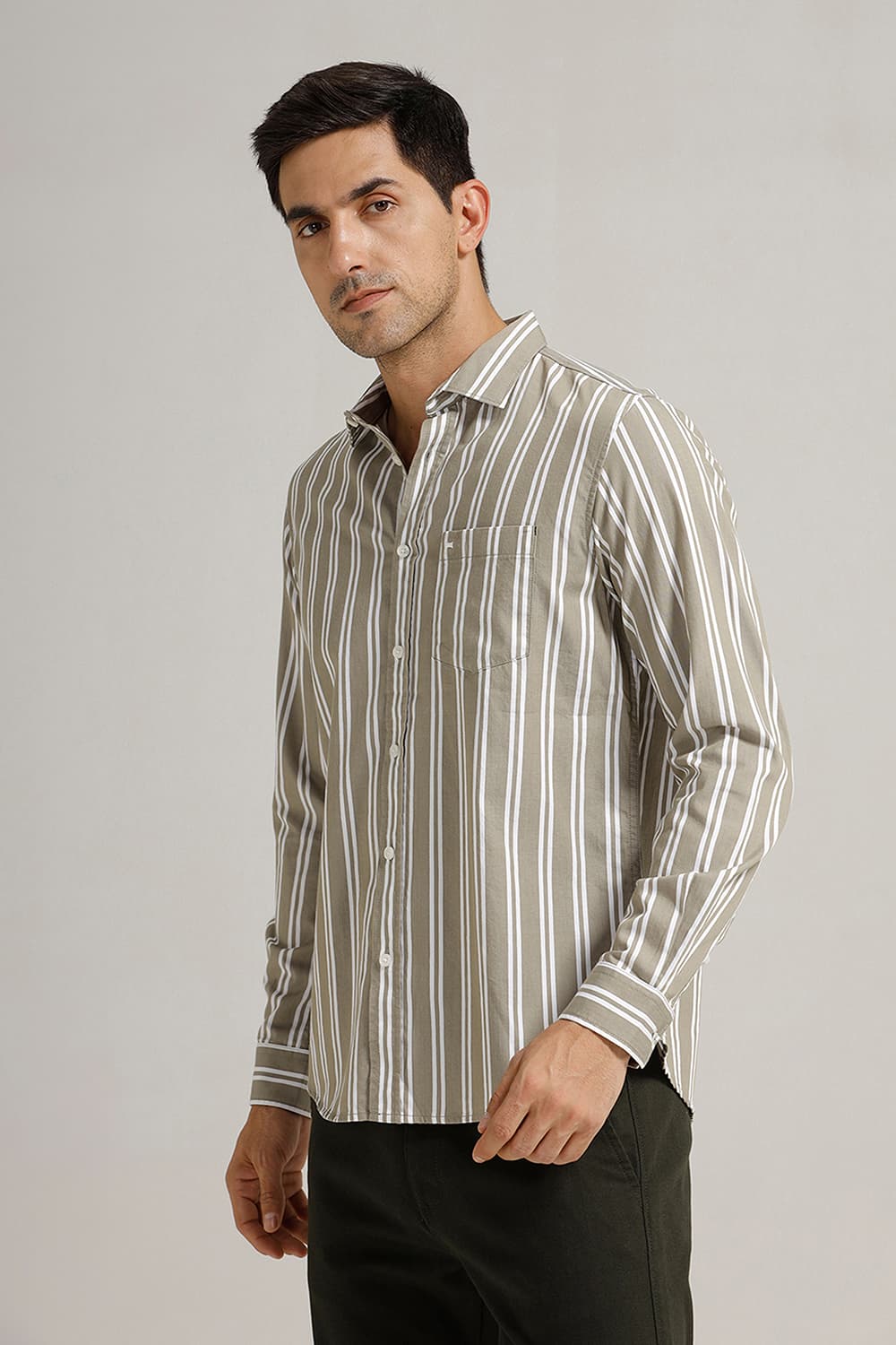 SLIM FIT TWILL STRIPE SHIRT