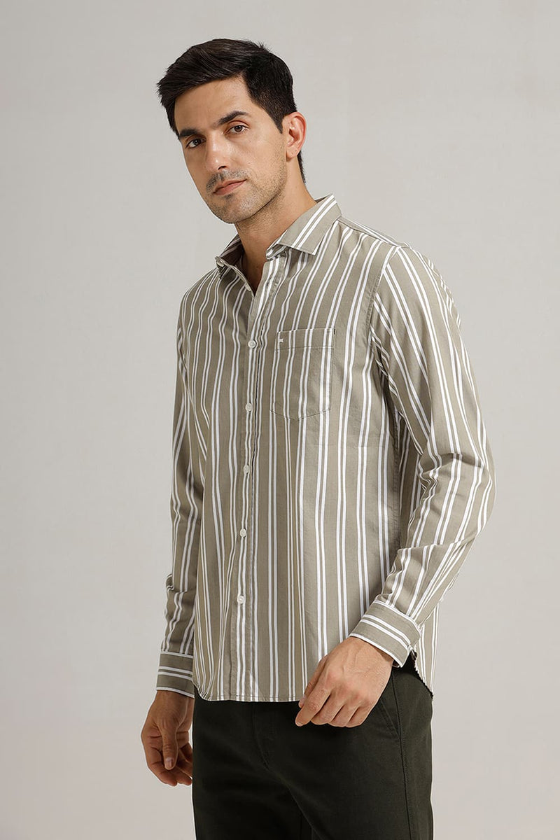 SLIM FIT TWILL STRIPE SHIRT