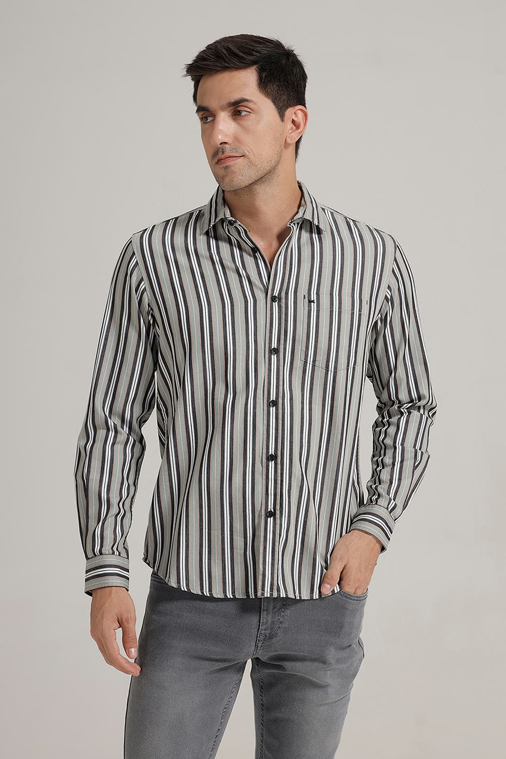 SLIM FIT COTTON STRIPE SHIRT