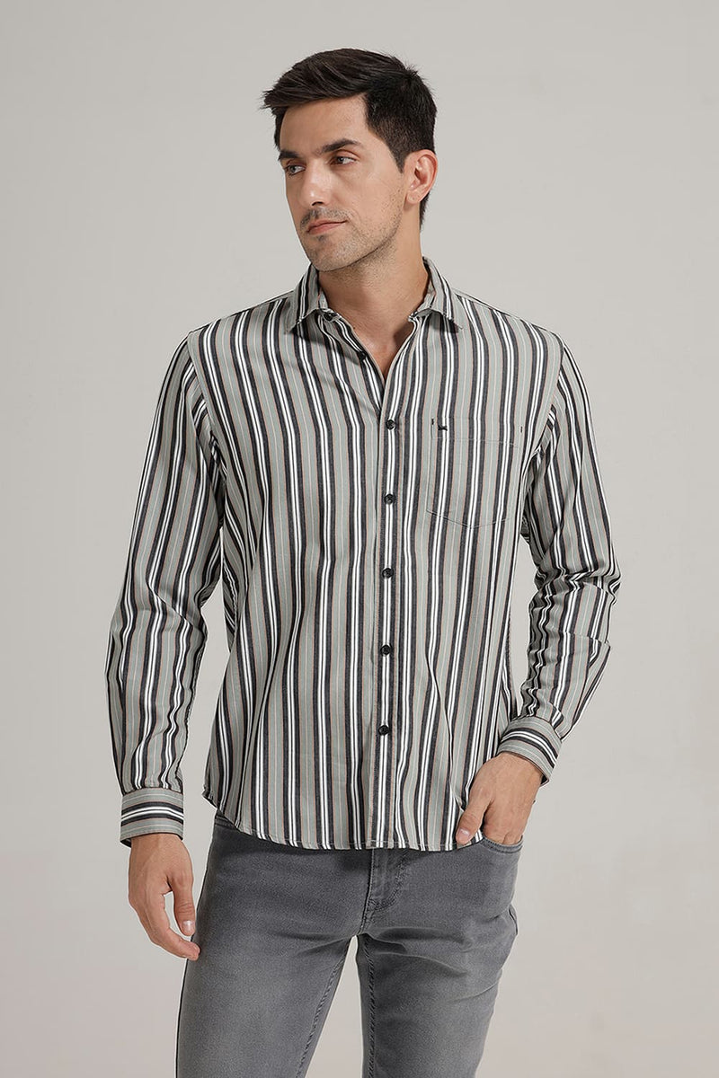 SLIM FIT COTTON STRIPE SHIRT