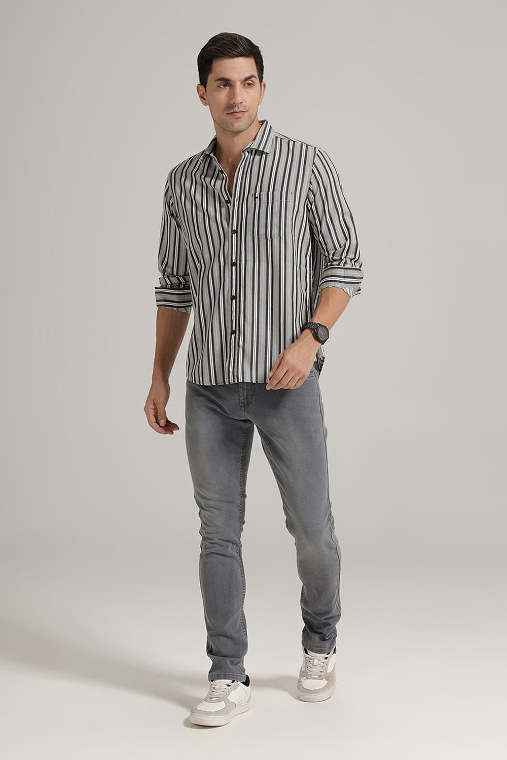 SLIM FIT COTTON STRIPE SHIRT