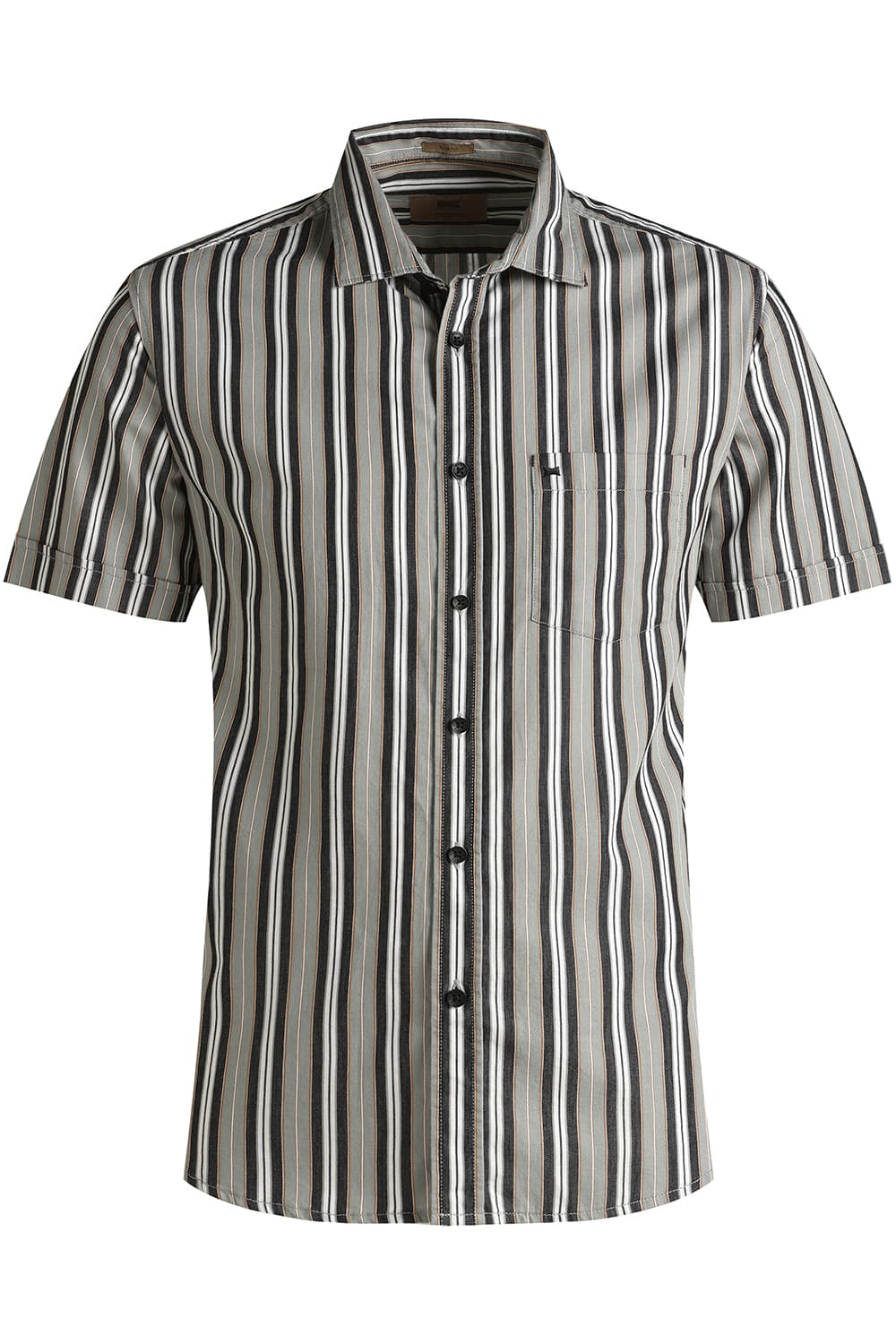 SLIM FIT COTTON STRIPE HALFSLEEVES SHIRT