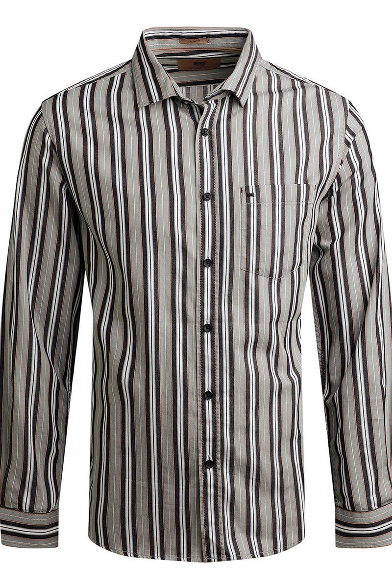 SLIM FIT COTTON STRIPE SHIRT