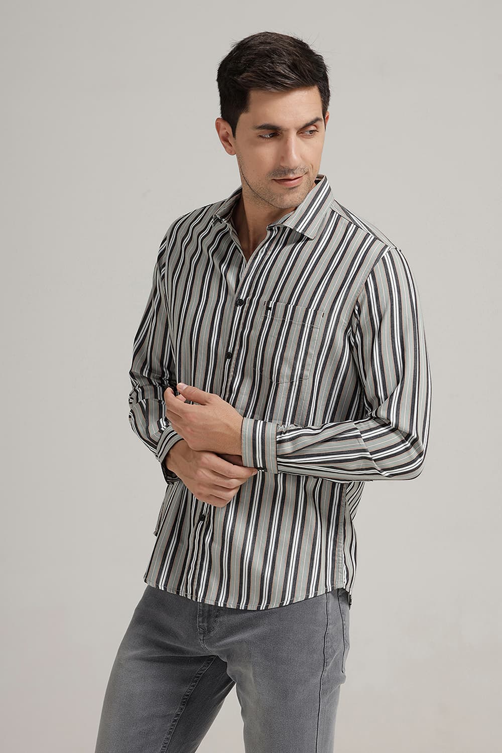 SLIM FIT COTTON STRIPE SHIRT