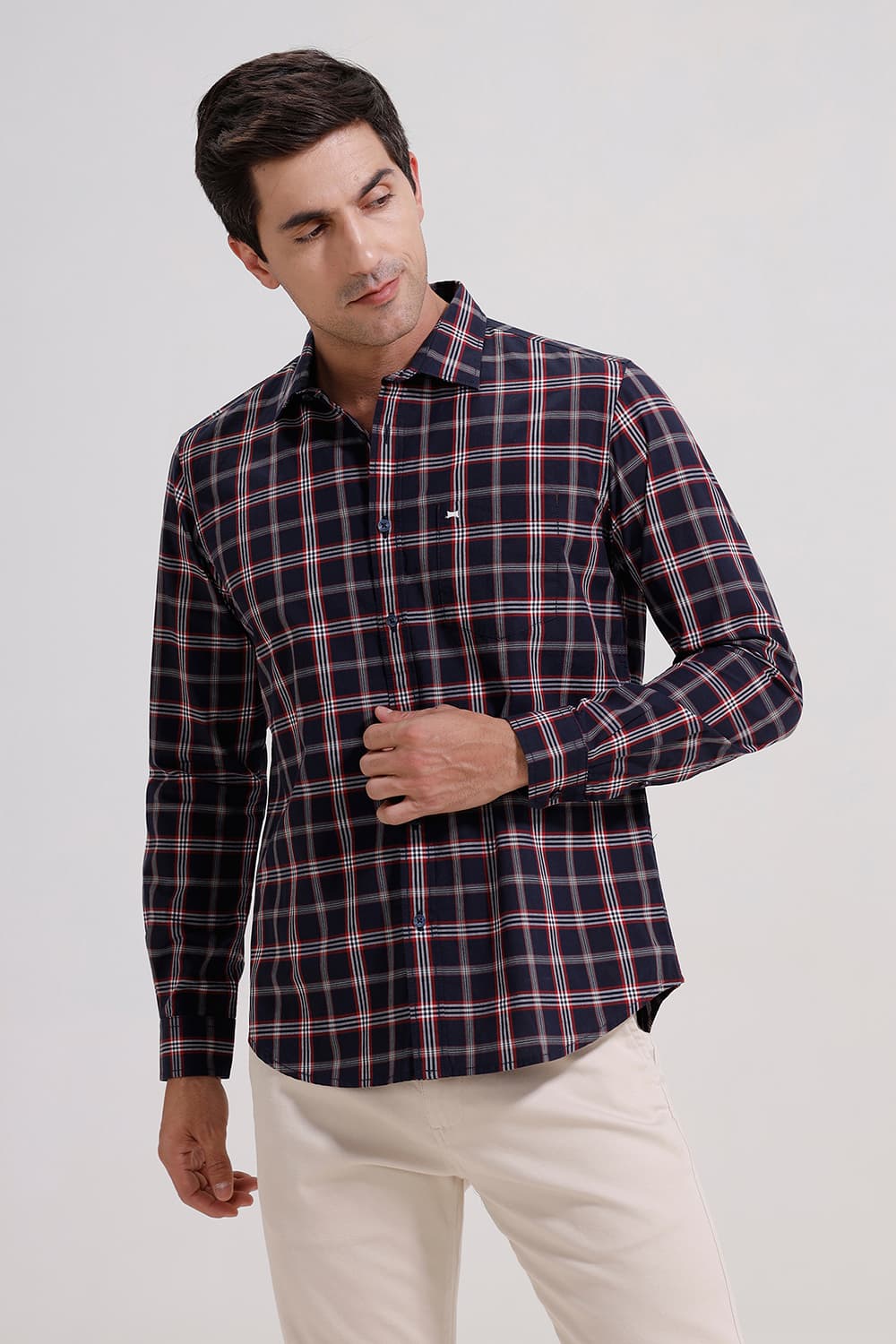 SLIM FIT COTTON CHECKS SHIRT