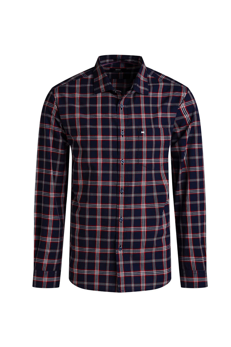 BASICS SLIM FIT ECLIPSE NAVY COTTON CHECKS SHIRT