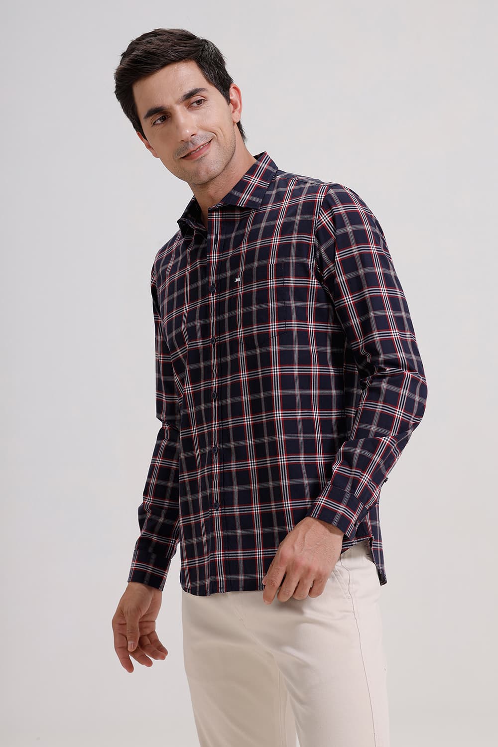 SLIM FIT COTTON CHECKS SHIRT