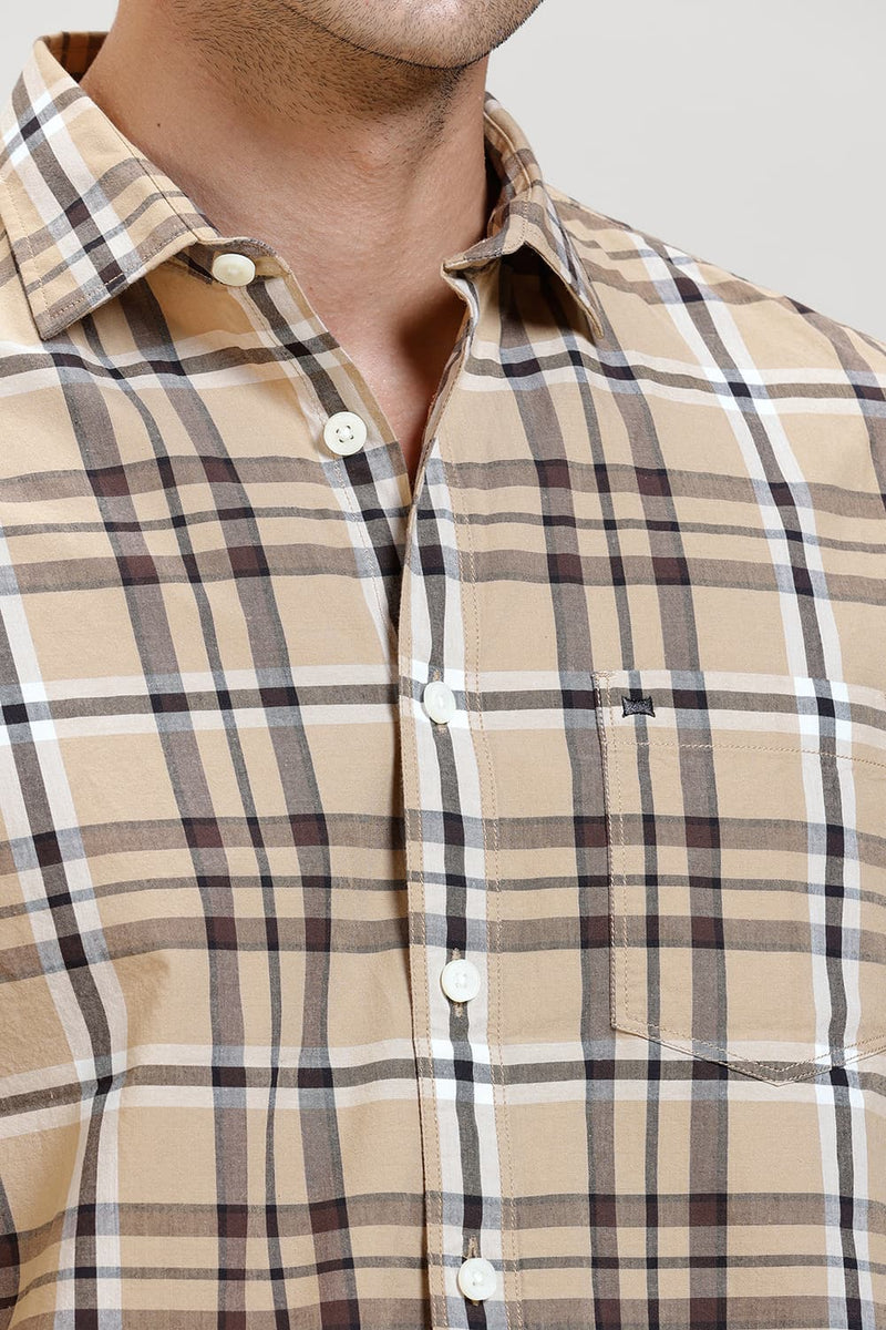 SLIM FIT COTTON CHECKS HALFSLEEVES SHIRT