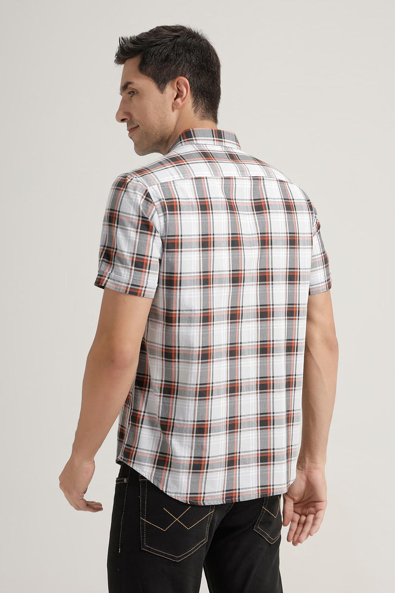SLIM FIT TWILL CHECKS HALFSLEEVES SHIRT