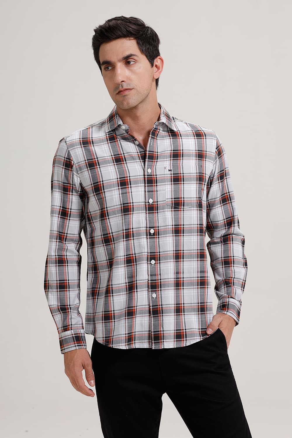 SLIM FIT TWILL CHECKS SHIRT