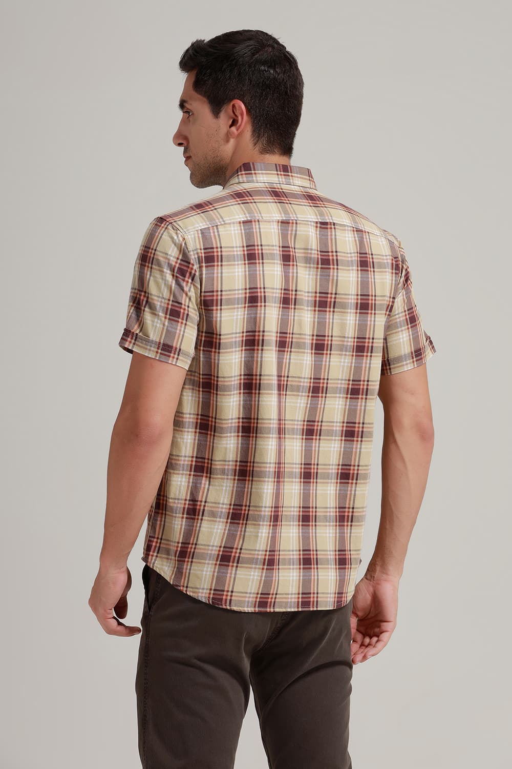 SLIM FIT TWILL CHECKS HALFSLEEVES SHIRT