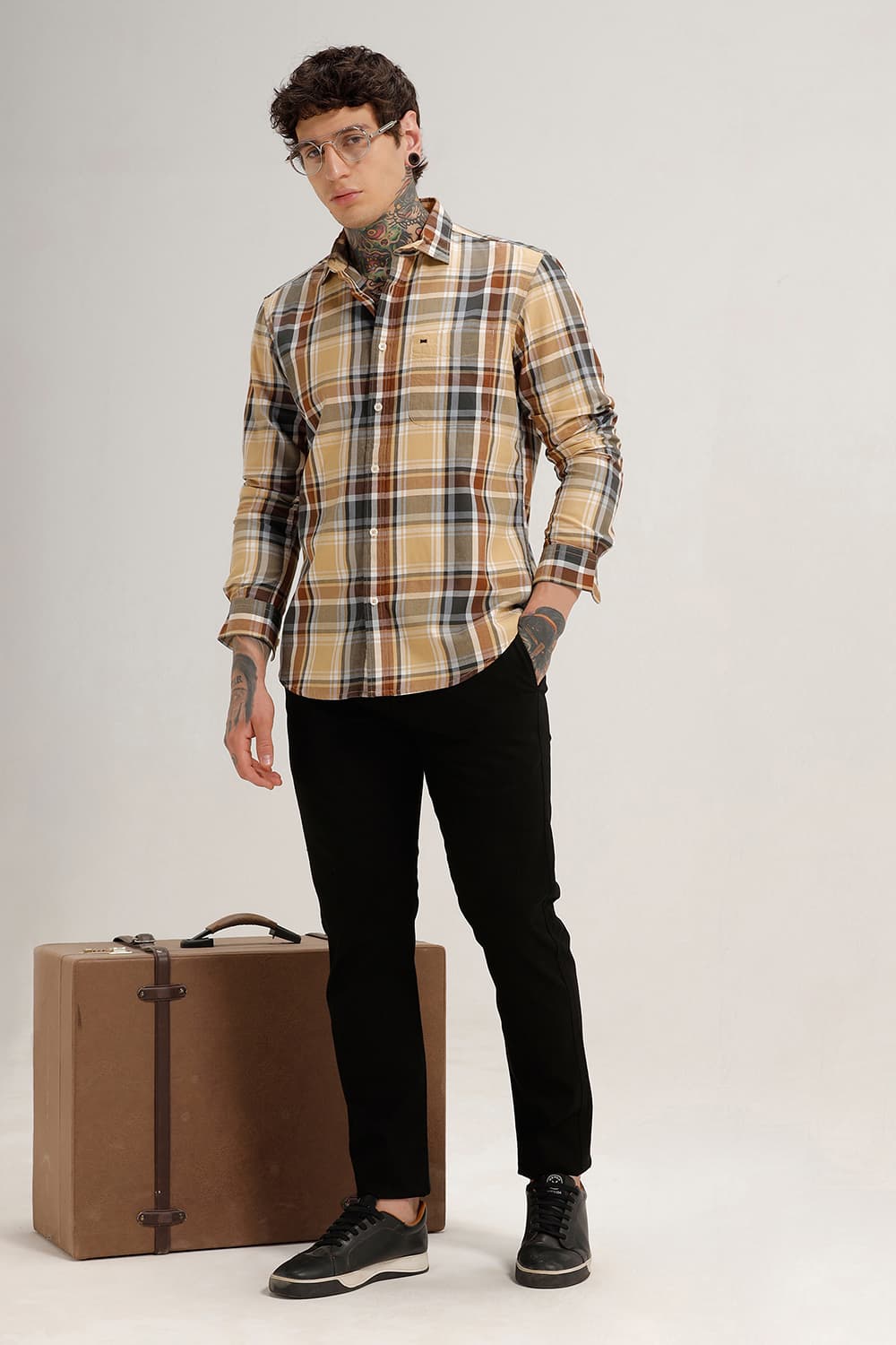 SLIM FIT TWILL CHECKS SHIRT