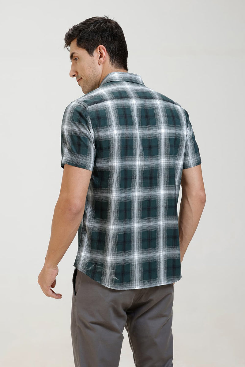 SLIM FIT COTTON GRINDLE CHECKS HALFSLEEVES SHIRT