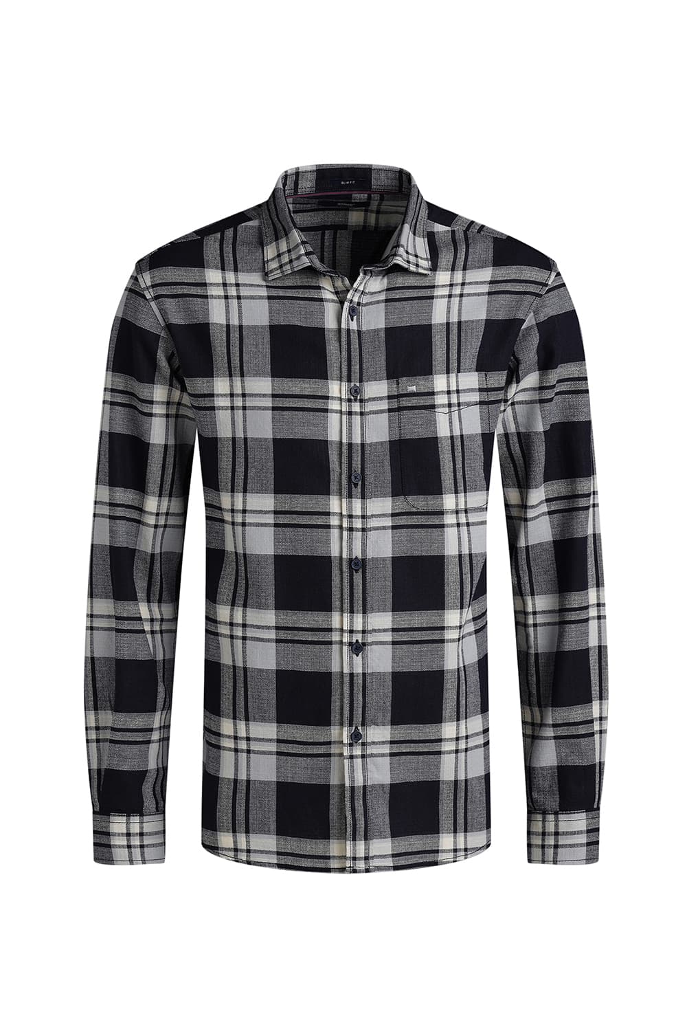 SLIM FIT COTTON HOPSACK CHECKS SHIRT