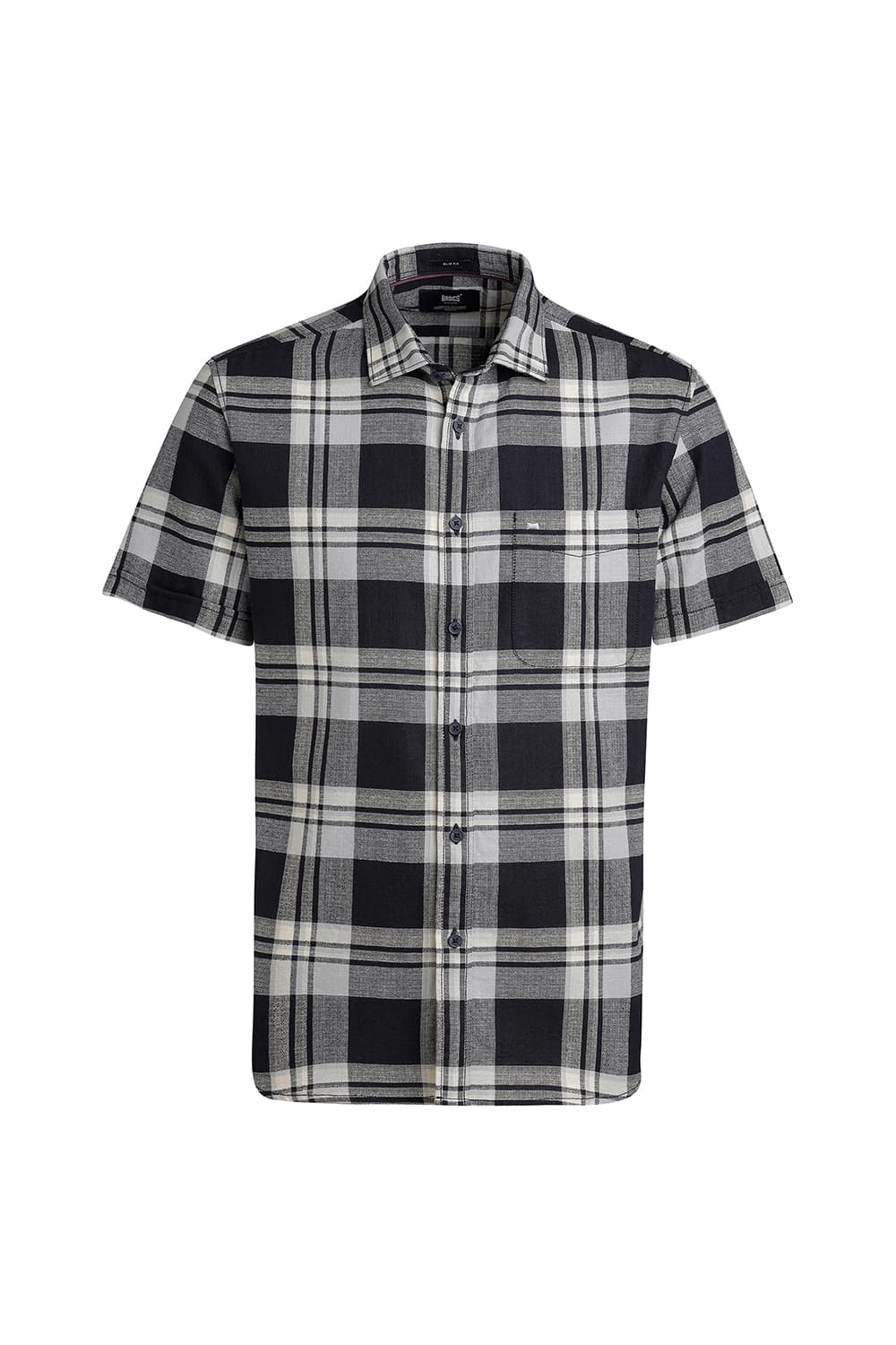 SLIM FIT COTTON HOPSACK CHECKS HALFSLEEVES SHIRT