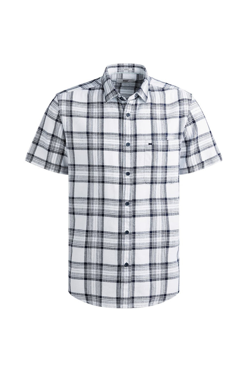 SLIM FIT COTTON HOPSACK CHECKS HALFSLEEVES SHIRT