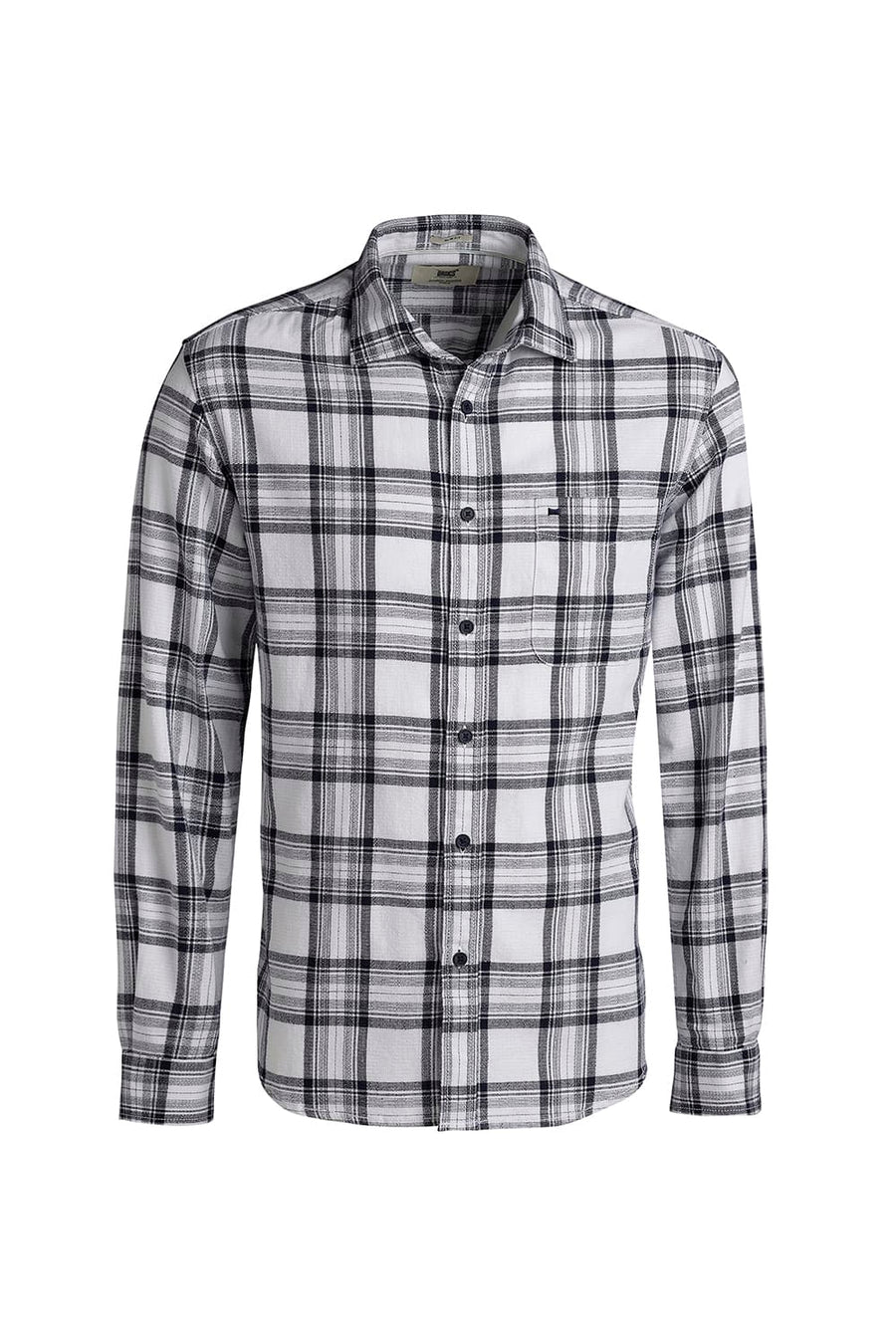 BASICS SLIM FIT NAVY INK COTTON HOPSACK CHECKS SHIRT