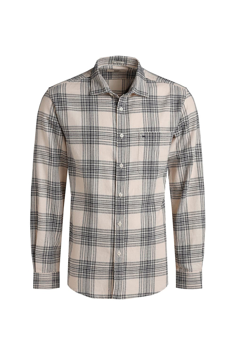 SLIM FIT COTTON HOPSACK CHECKS SHIRT