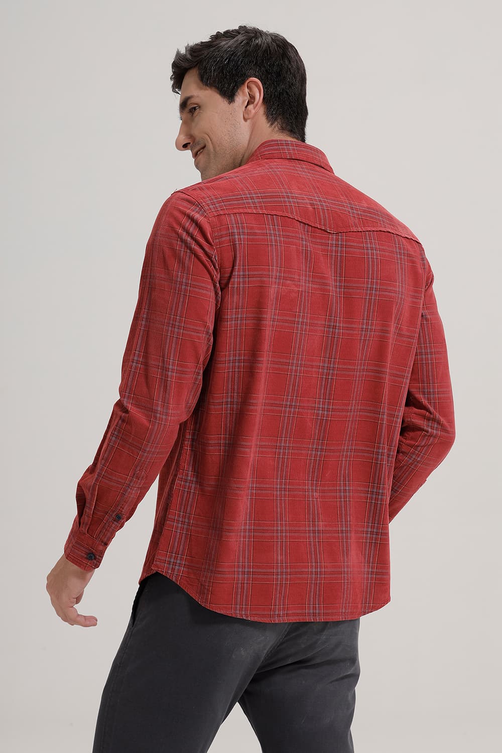 SLIM FIT COTTON CORDUROY CHECKS SHIRT
