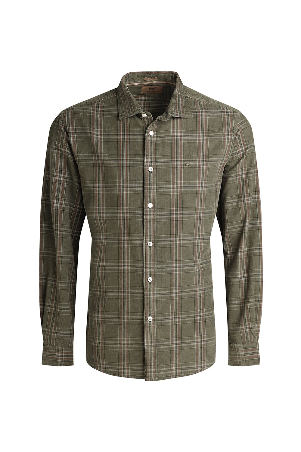SLIM FIT COTTON CORDUROY CHECKS SHIRT
