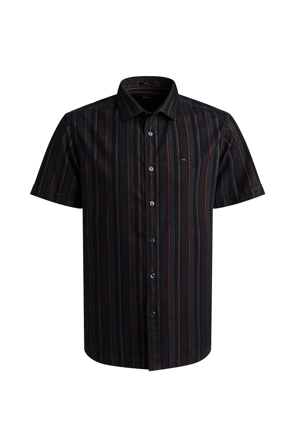 SLIM FIT COTTON CORDUROY STRIPE HALFSLEEVES SHIRT