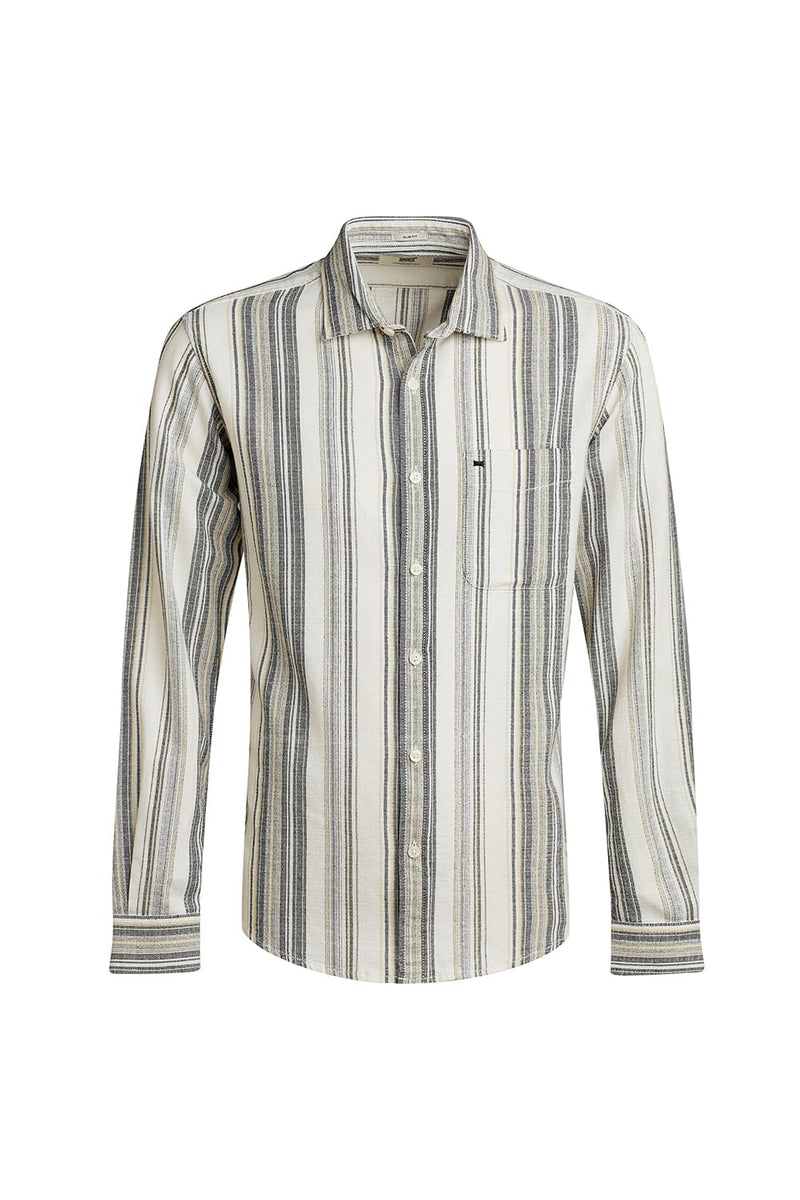 SLIM FIT COTTON HOPSACK STRIPE SHIRT