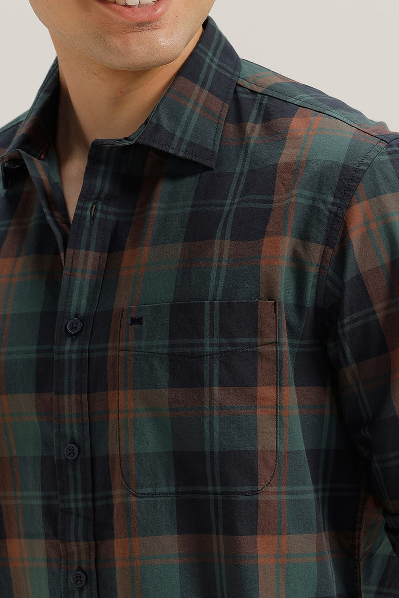 SLIM FIT COTTON CHECKS SHIRT