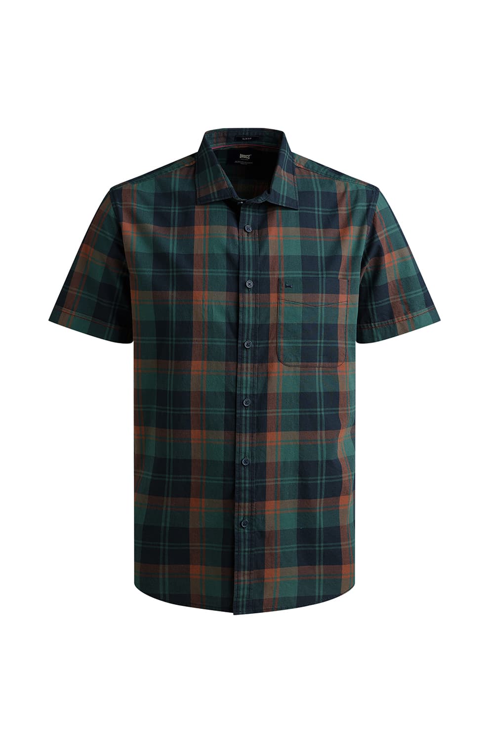 SLIM FIT COTTON CHECKS HALFSLEEVES SHIRT