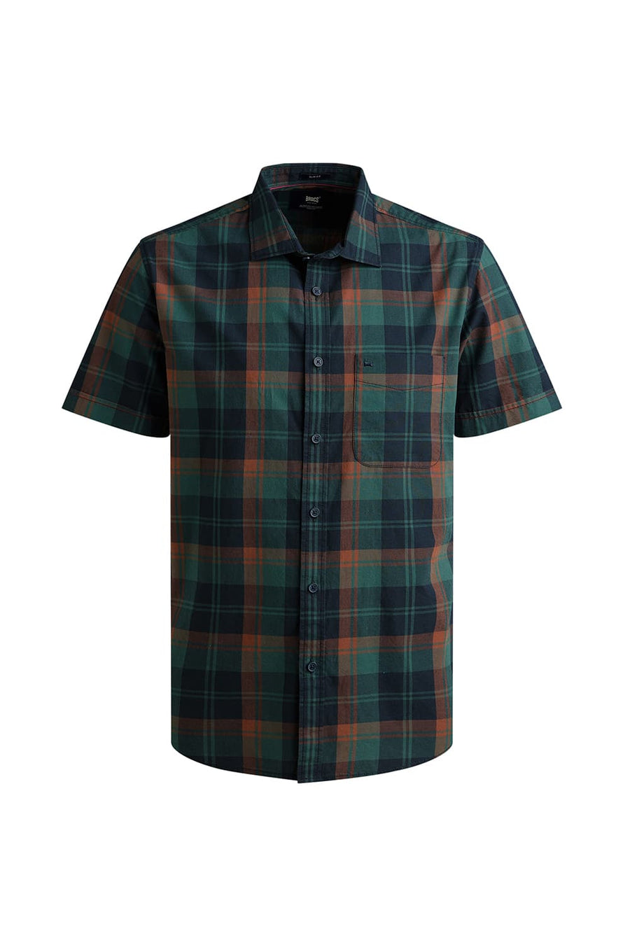 BASICS SLIM FIT GARGEN NAVY COTTON CHECKS HALFSLEEVES SHIRT